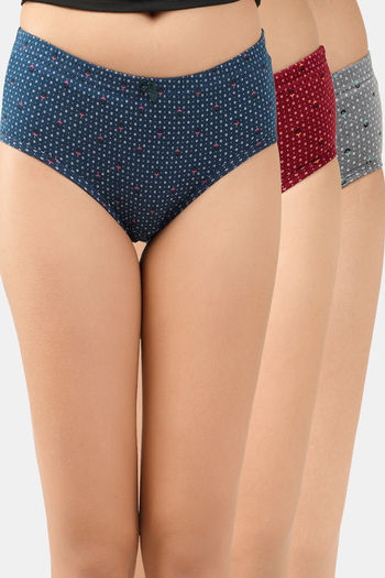 Buy Lady Lyka Medium Rise Full Coverage Hipster Panty (Pack of 3) - Multicolor